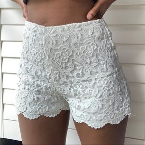 White Embroidered Shorts